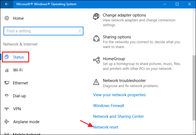 Network reset Windows