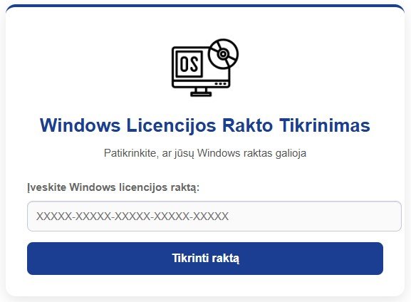 Windows licencijos rakto tikrinimas