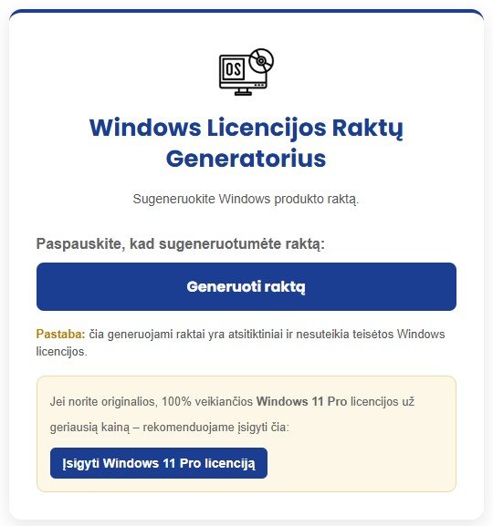 Windows licencijos raktu generatorius 2025