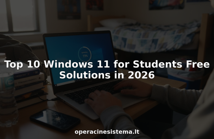 Estudante atualizando o Windows 11 na mesa do dormitório