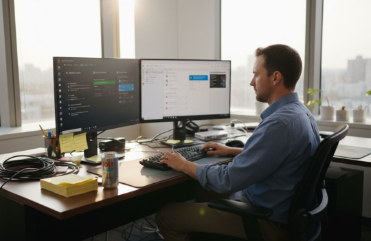 Admin TI mengelola pengaturan keamanan Windows