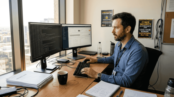 IT professional reviewing Windows security logs
