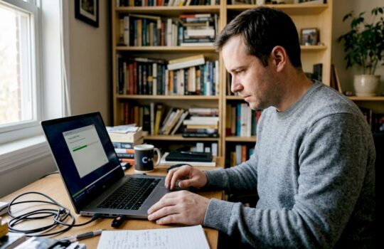 Man preparing USB Windows installer at desk