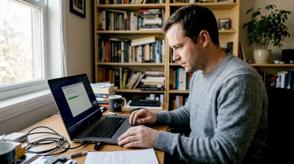 Man preparing USB Windows installer at desk