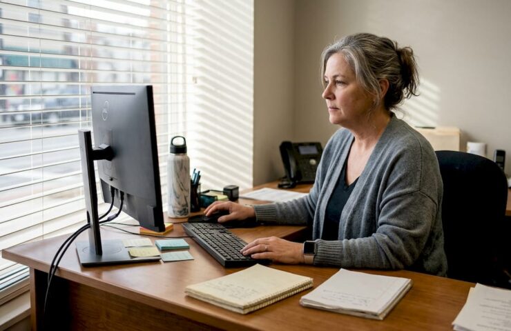 Small business owner working with Microsoft 365