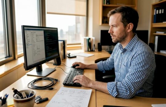 IT manager working on Windows 11 Pro setup