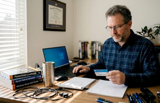 IT manager reviews Windows 10 license card