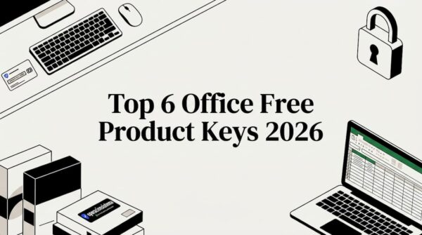 Decorative office software themed title card illustration