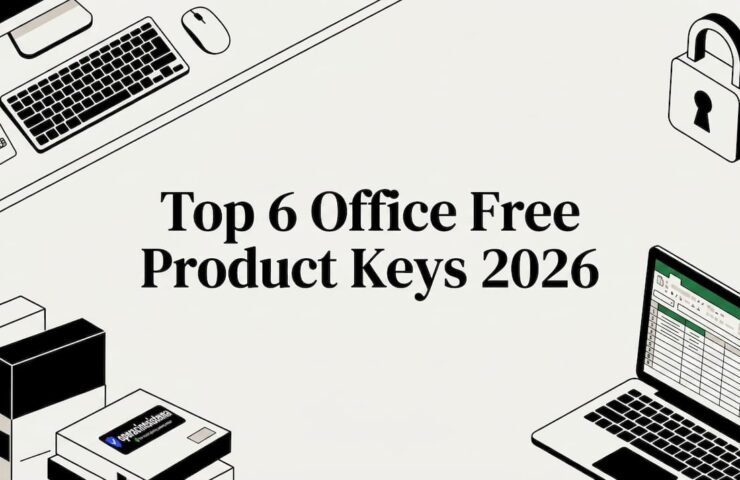 Decorative office software themed title card illustration