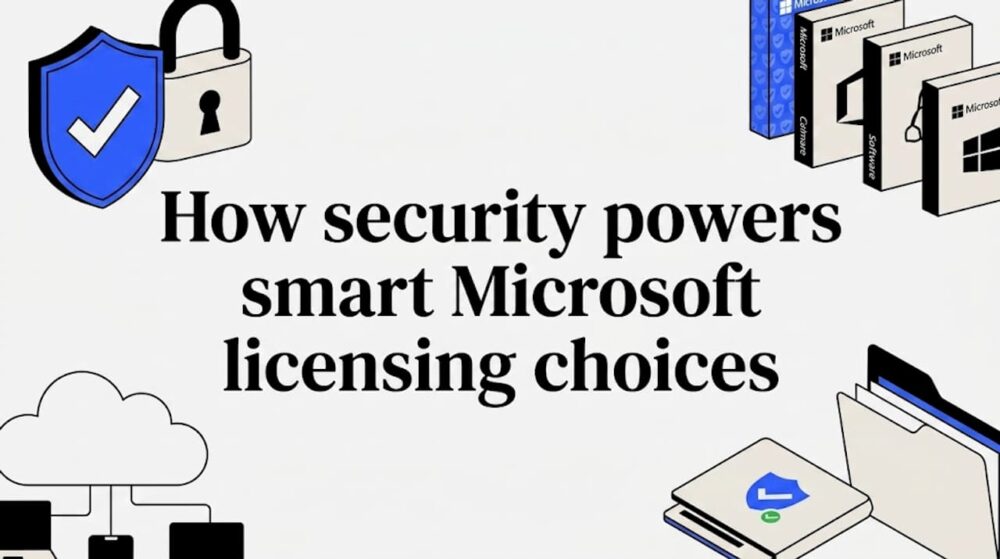 Title card framed by security and licensing icons