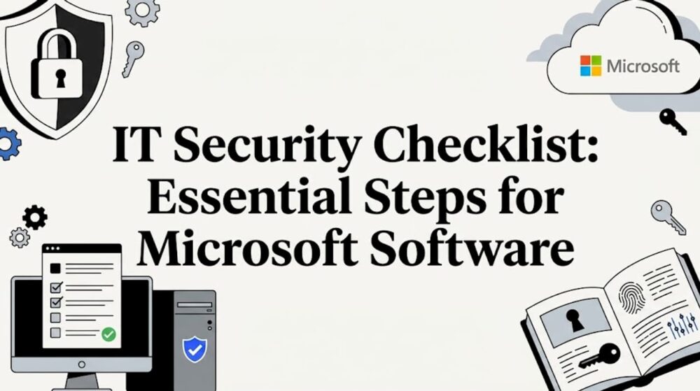 Decorative Microsoft IT security title card illustration