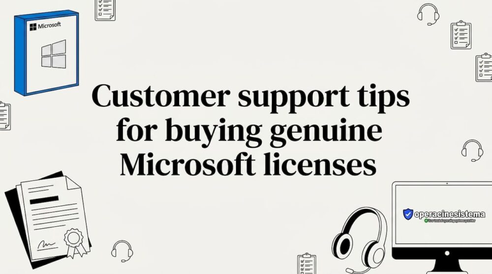 Decorative editorial title card for Microsoft license support