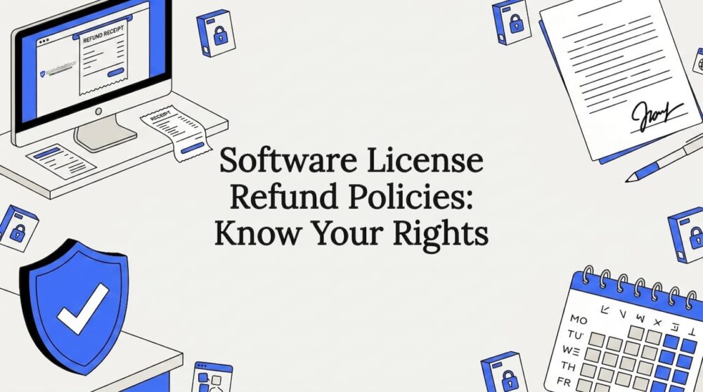 Editorial software refund policy title card illustration