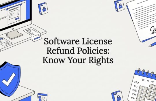 Editorial software refund policy title card illustration