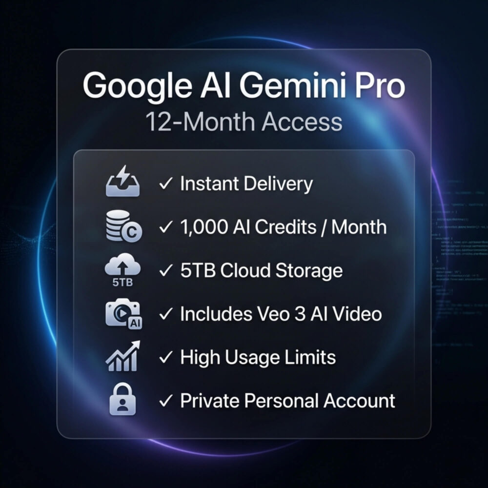 Google AI Gemini Pro 12 Months Private Account