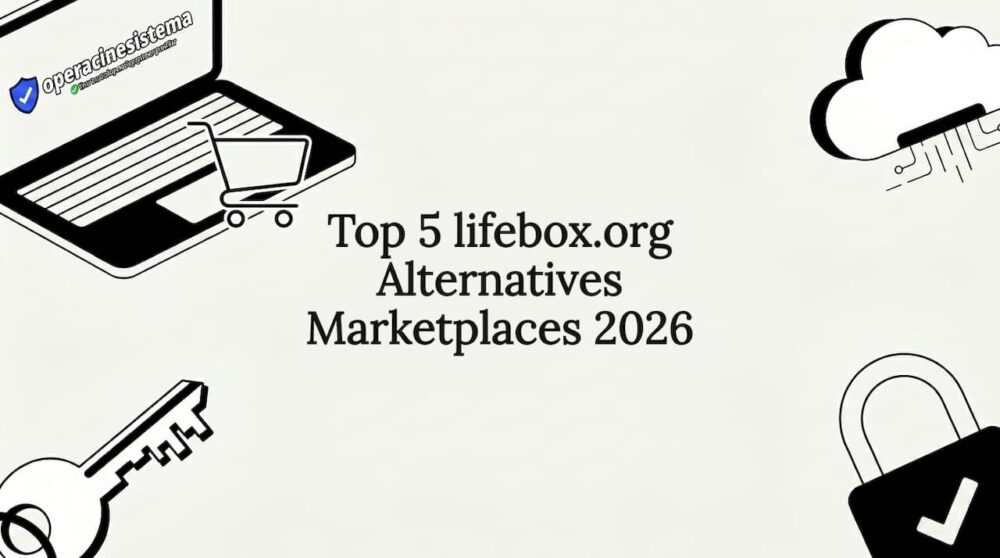 Illustrated title card with software marketplace icons framing title text