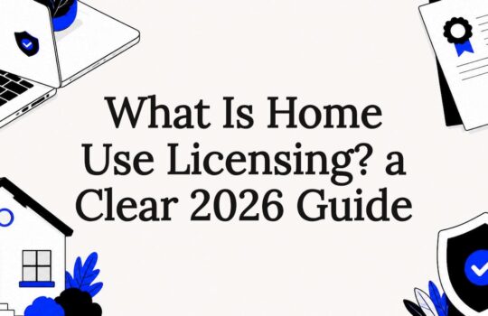 Decorative title card for home licensing article