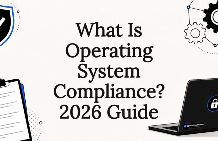 Decorative illustration framing OS compliance title