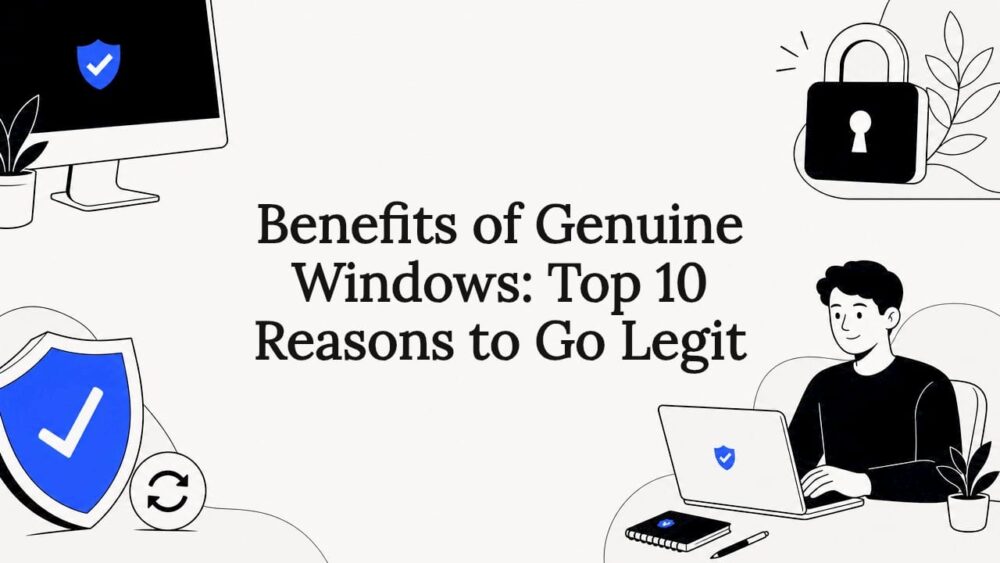 Decorative title card illustration with Windows and security icons