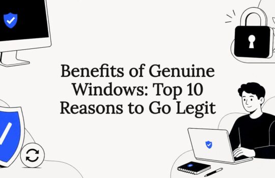 Decorative title card illustration with Windows and security icons