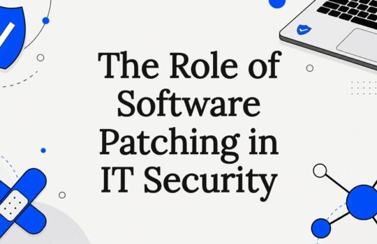 Decorative title card with security and software patch icons