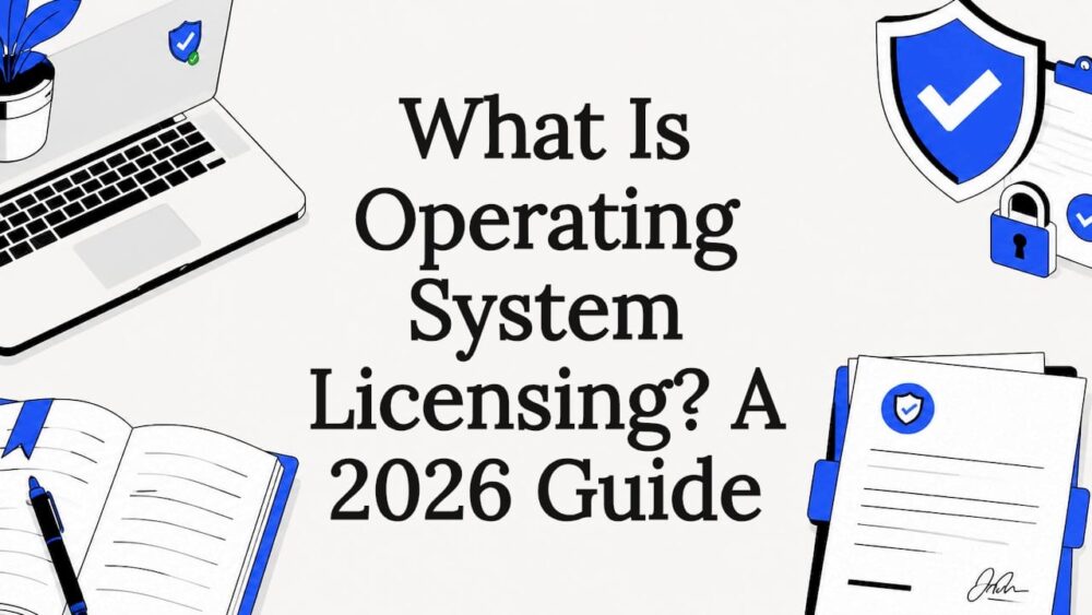 Decorative title card illustration for OS licensing