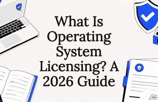 Decorative title card illustration for OS licensing
