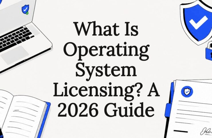 Decorative title card illustration for OS licensing