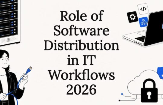 Decorative title card illustration for software distribution