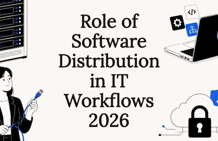 Decorative title card illustration for software distribution