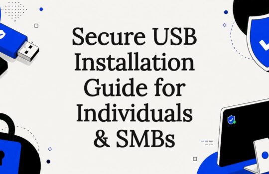 Decorative title card with USB security icons
