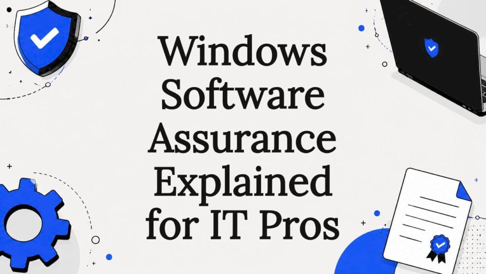 Decorative title-card illustration for Windows Software Assurance article