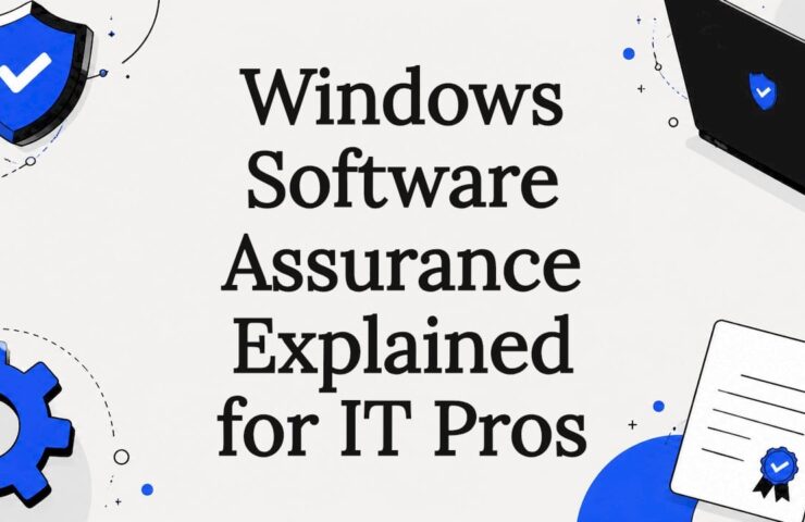 Dekoratīva ilustrācija virsraksta kartītei, kas paredzēta rakstam par Windows Software Assurance