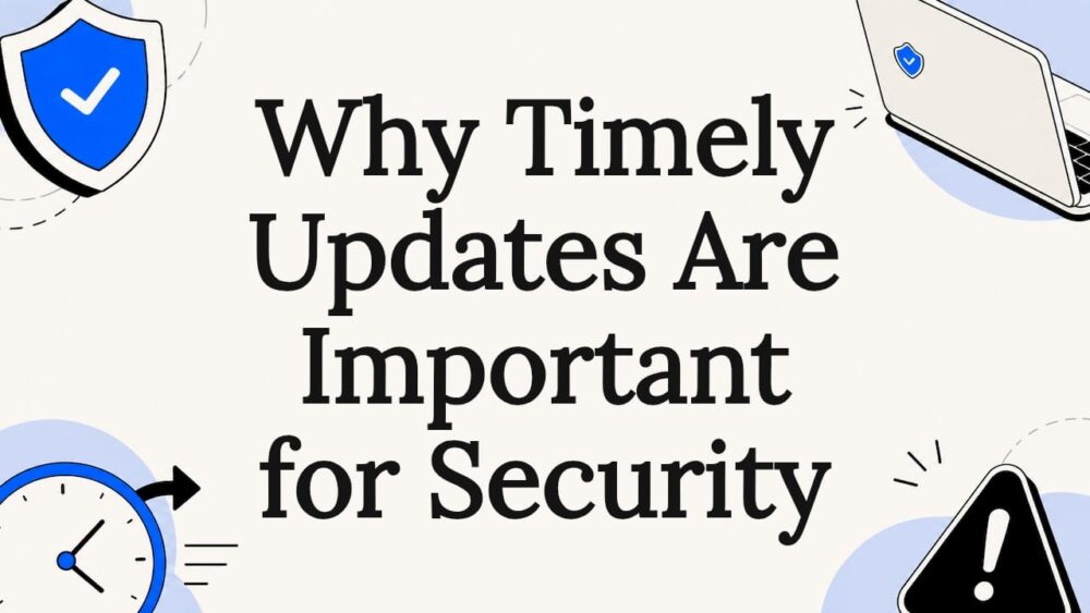 Decorative title card illustration with security icons
